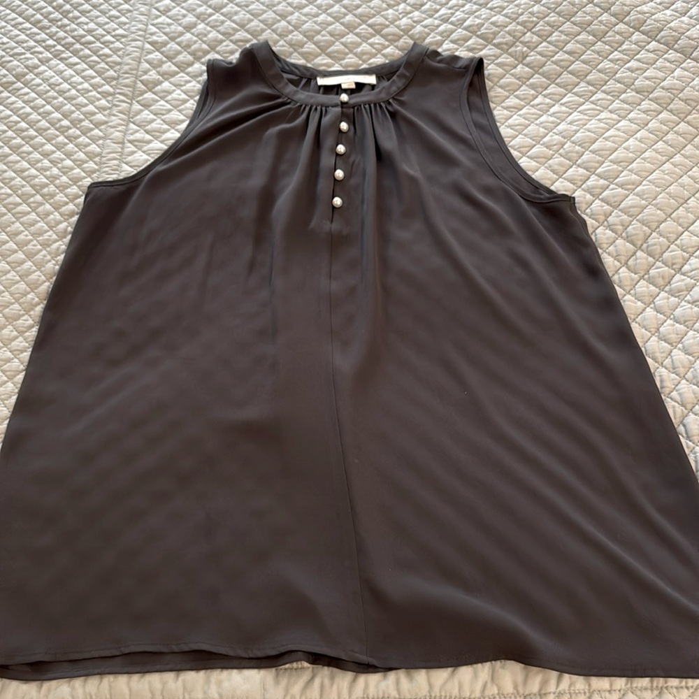 Grey silky camisole shirt with pearl buttons